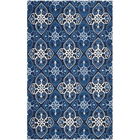 Safavieh Four Seasons Hand Hooked Rectangle Rug- Navy - Ivory- 8 x 10 ft. FRS232A-8